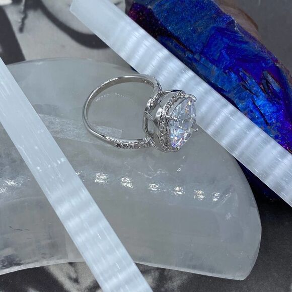 Rhodium Brass High Grade Cubic Zirconia Ring Sizes 9 & 10 - Picture 4 of 8